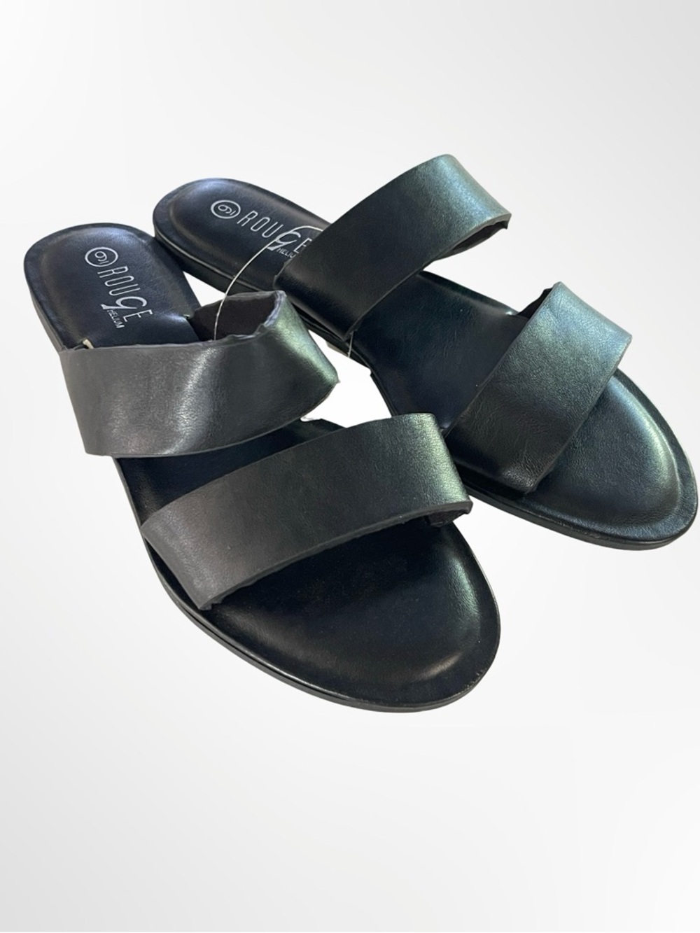 Rouge Helium Black Double Band Slide Sandals for Women NWT